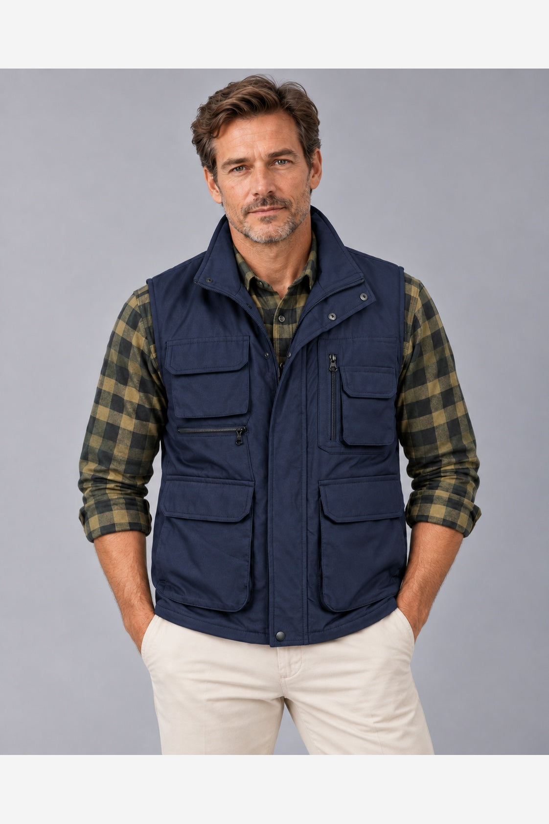 Men's Multi Pocket Utility Gilet – Navy Blue