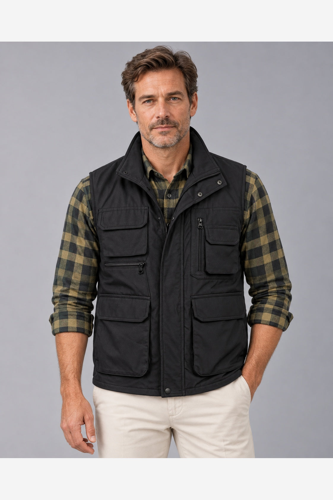 Men's Multi Pocket Utility Gilet – Black