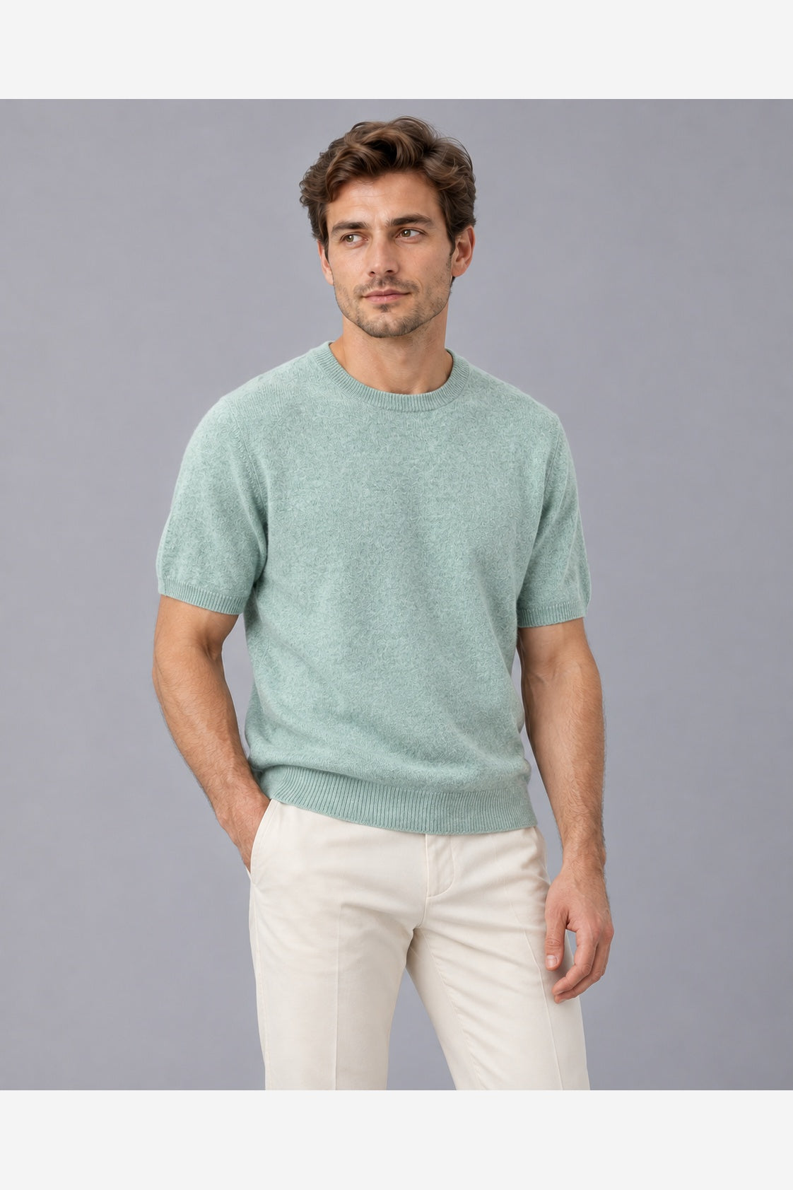 Men's Knitted T-Shirt – Light Green