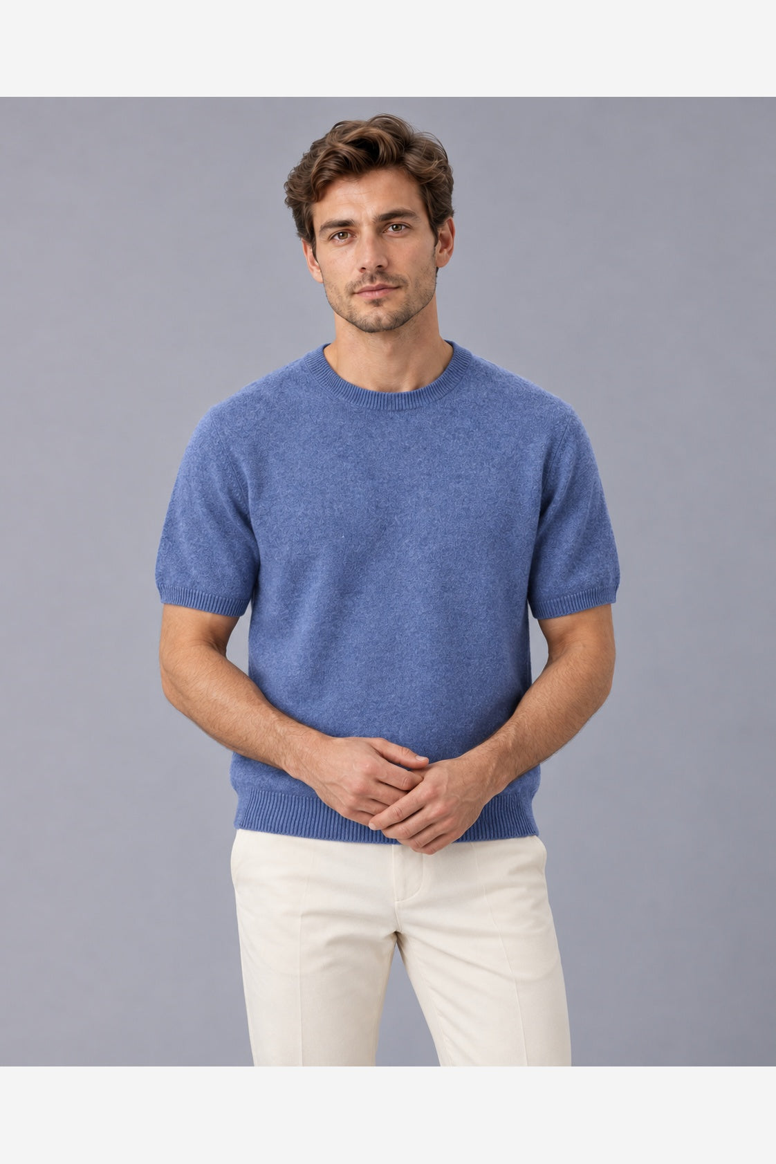 Men's Knitted T-Shirt – Blue