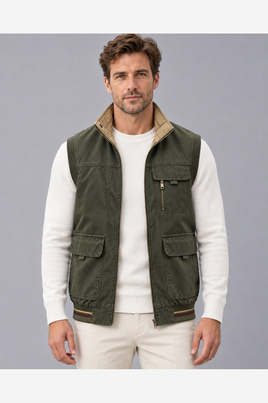 Men's Utility Gilet Multi Pocket – Green