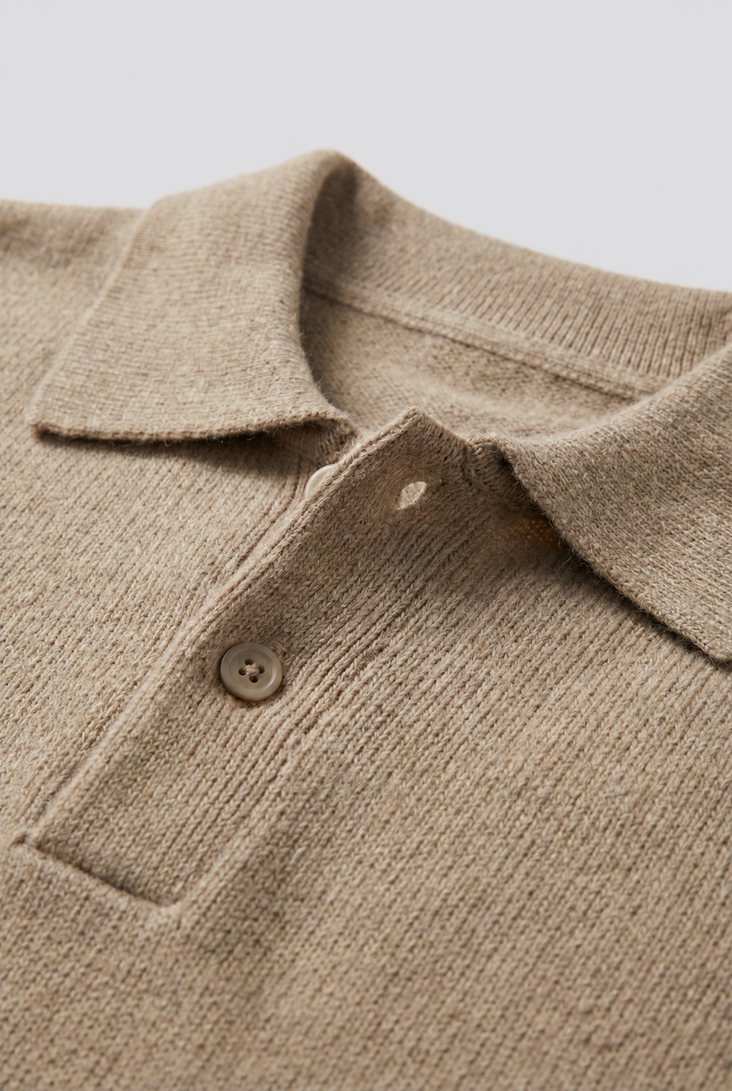 Men's Black Textured Knit Polo Jumper – collar detail