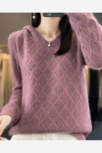 Women's Hooded Pointelle Knit Jumper – Rose