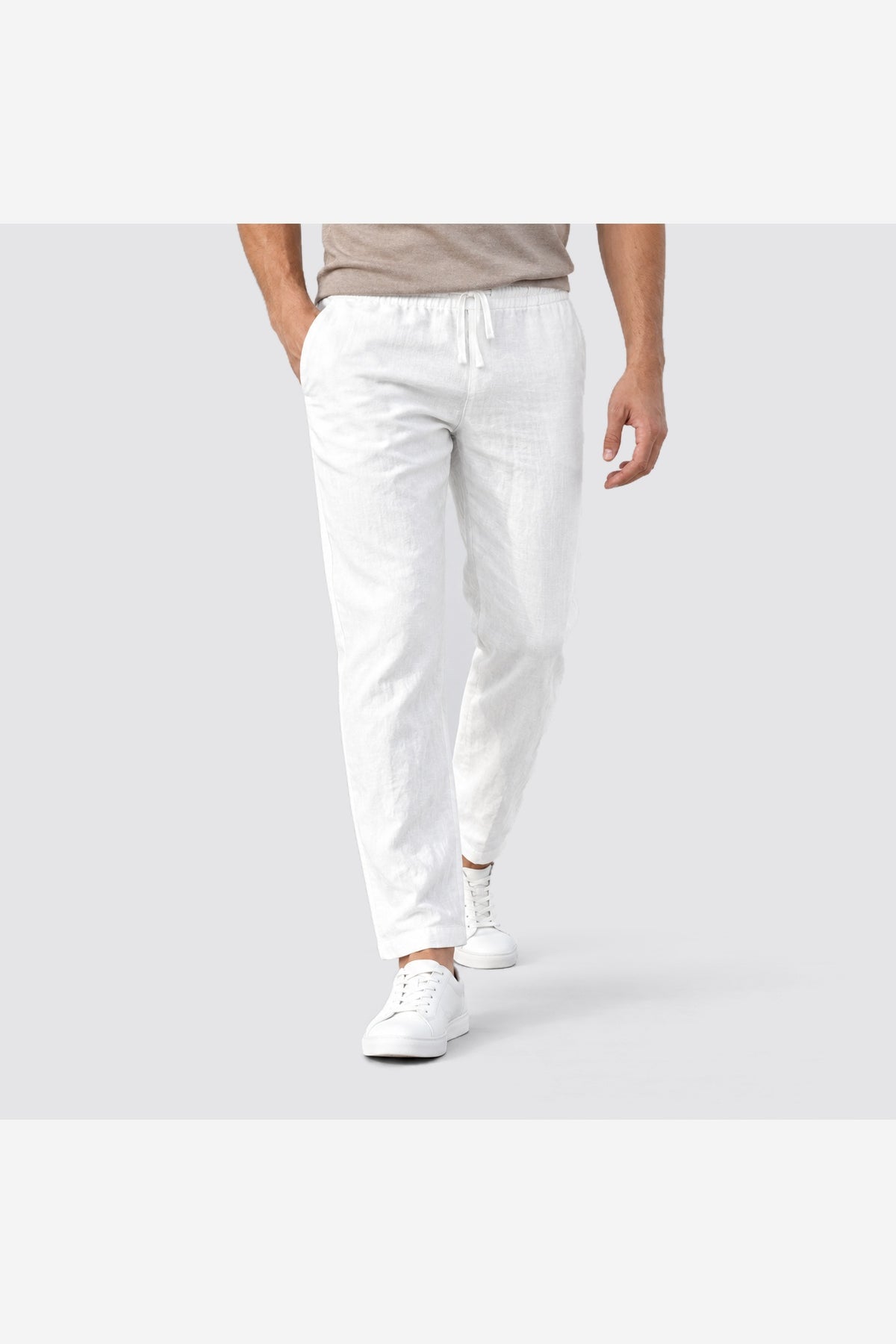 Men's Linen Look Trousers – White