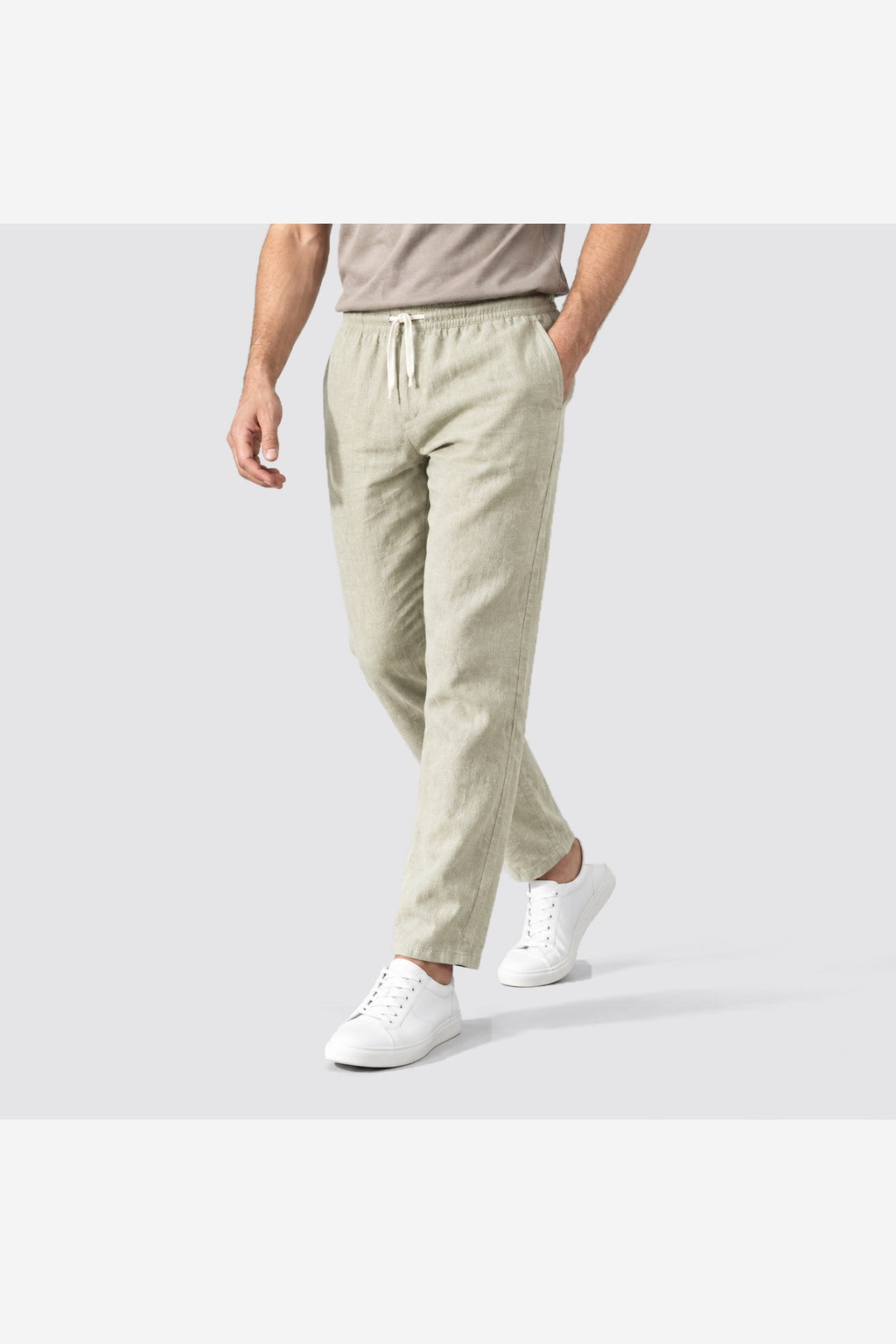 Men's Linen Look Trousers – Beige
