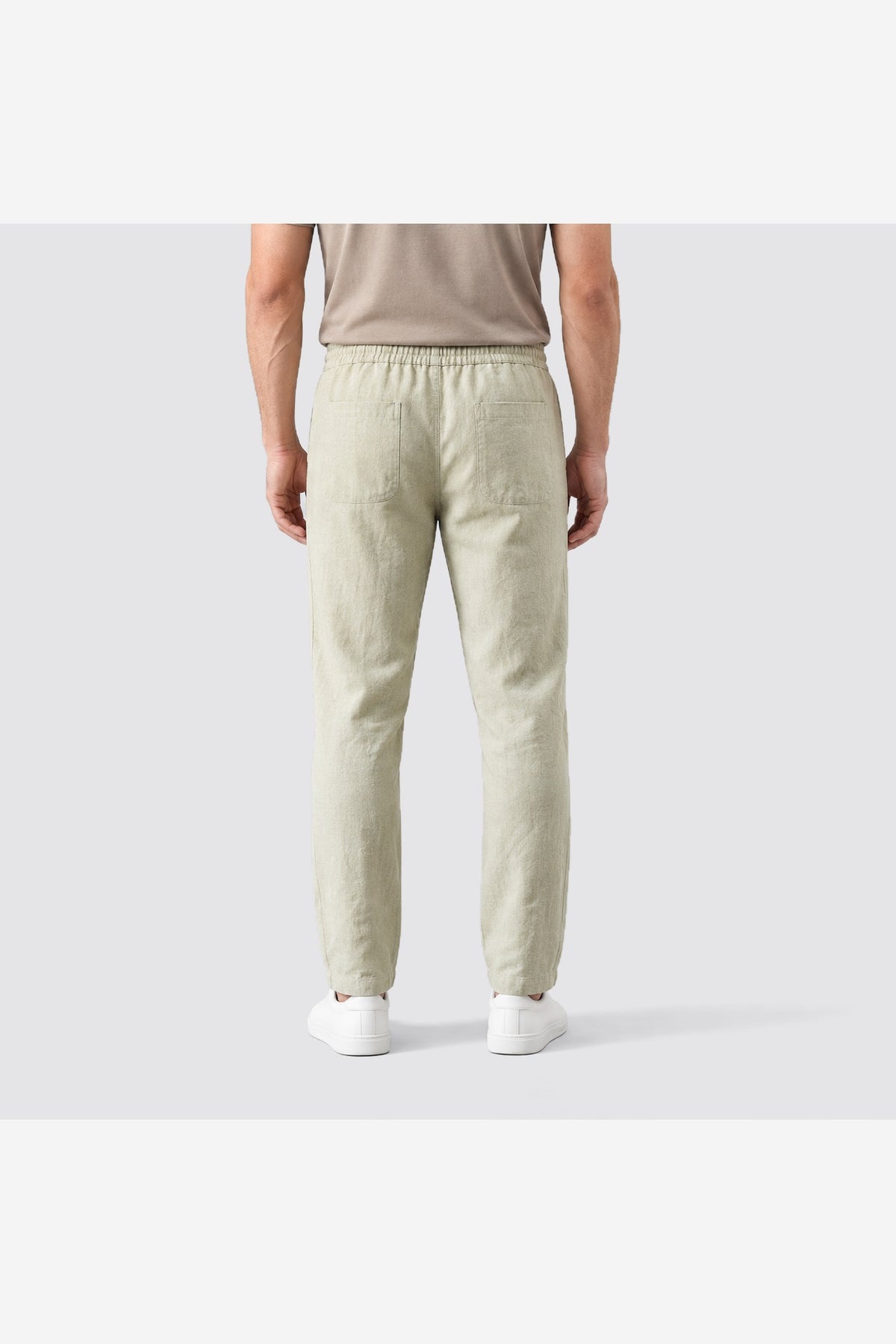 Men's Linen Look Trousers – Beige back view