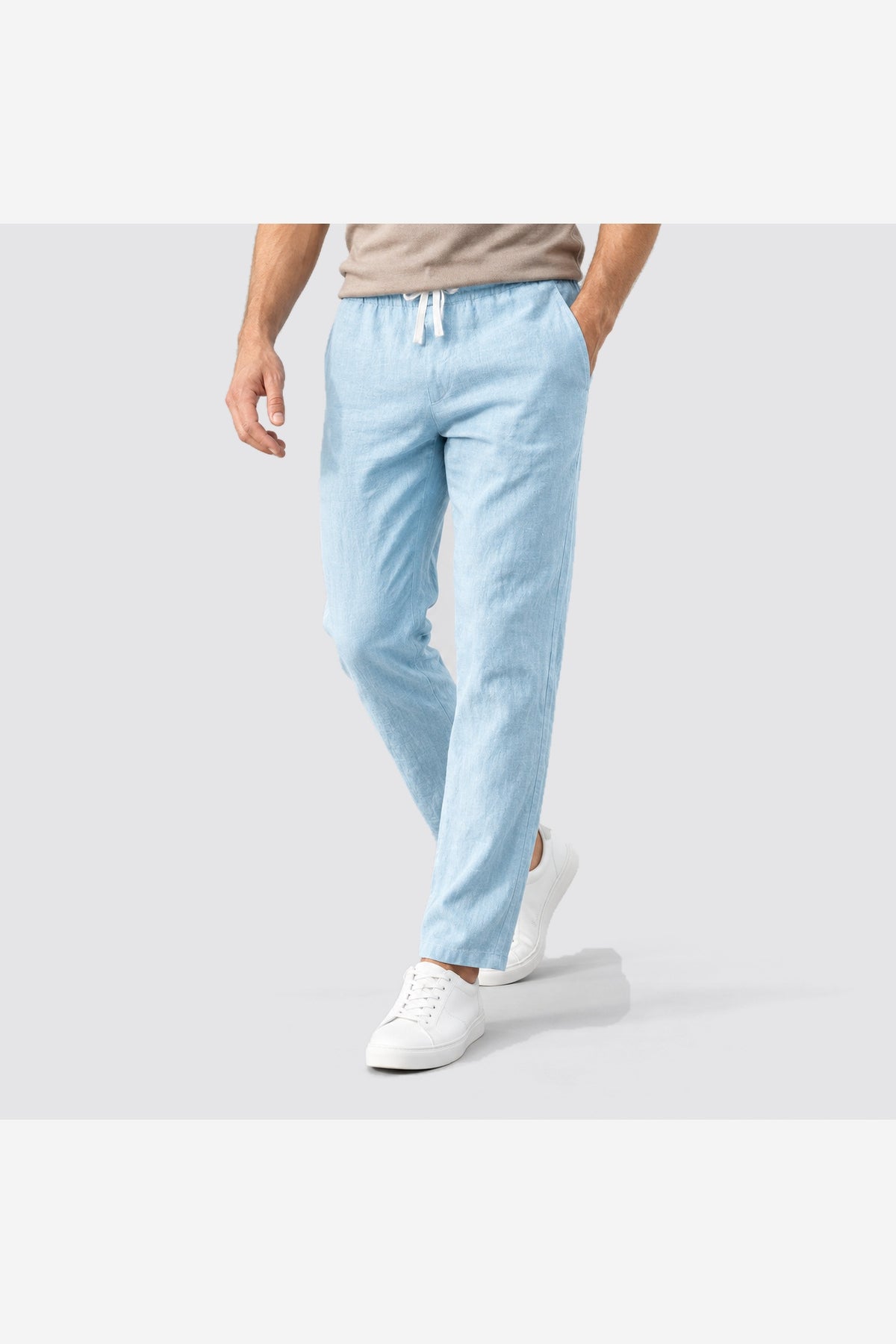 Men's Linen Look Trousers – Blue
