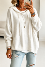Women's Oversized Knitted Hoodie – White