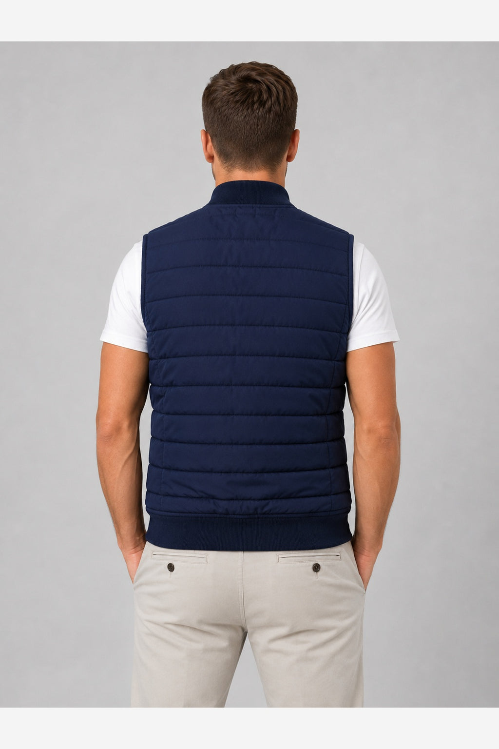 Men's Lightweight Quilted Gilet – Navy back view