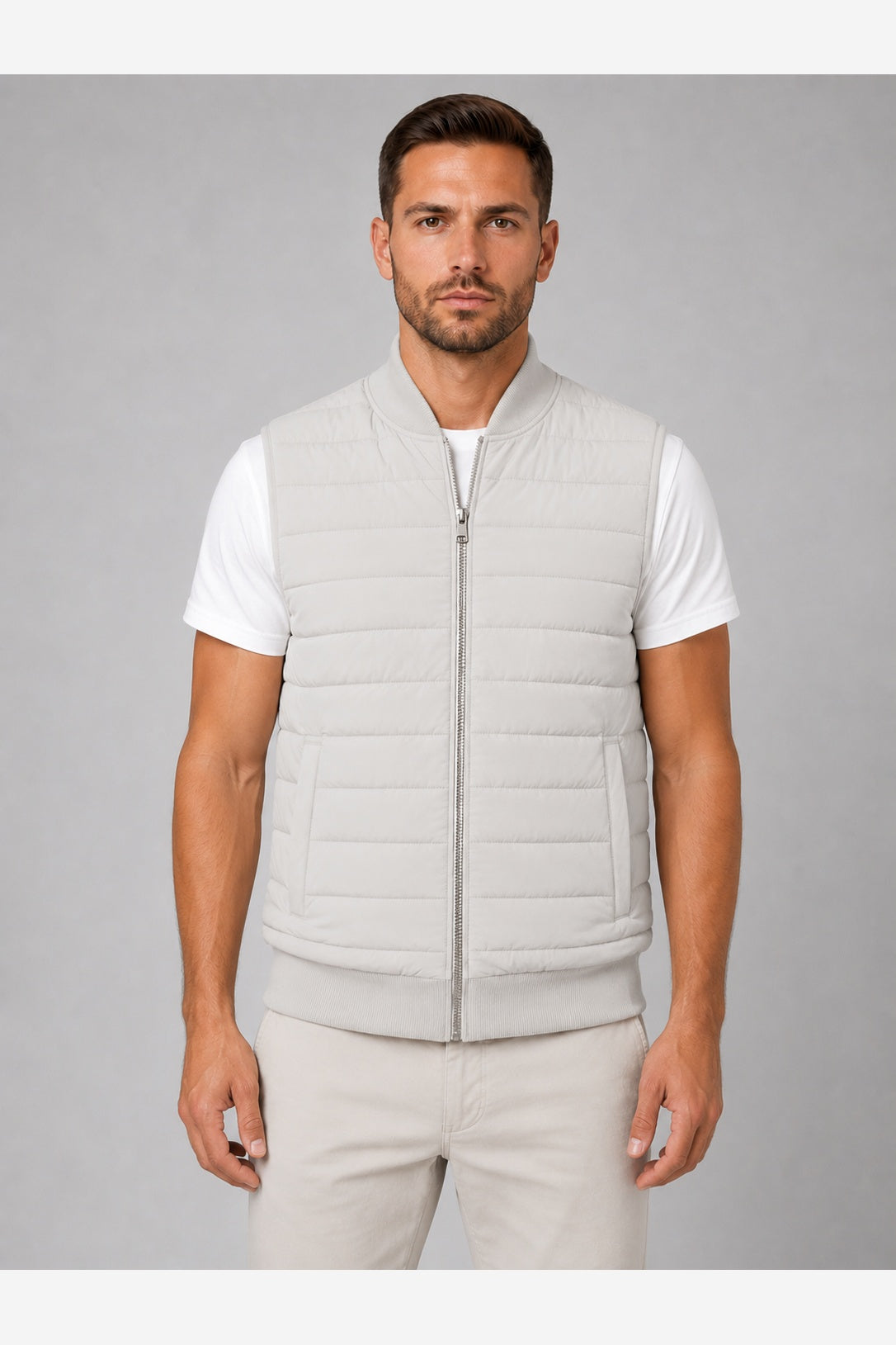 Men's Lightweight Quilted Gilet – Light Grey