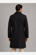 Men's Double Breasted Overcoat – Black back view