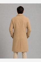 Men's Double Breasted Overcoat – Beige back view