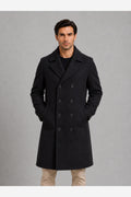 Men's Double Breasted Overcoat – Black