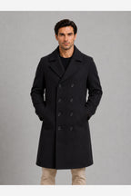 Men's Double Breasted Overcoat – Black
