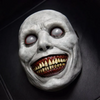 Masque de démon souriant terrifiant – accessoire de costume maléfique aux yeux blancs réalistes