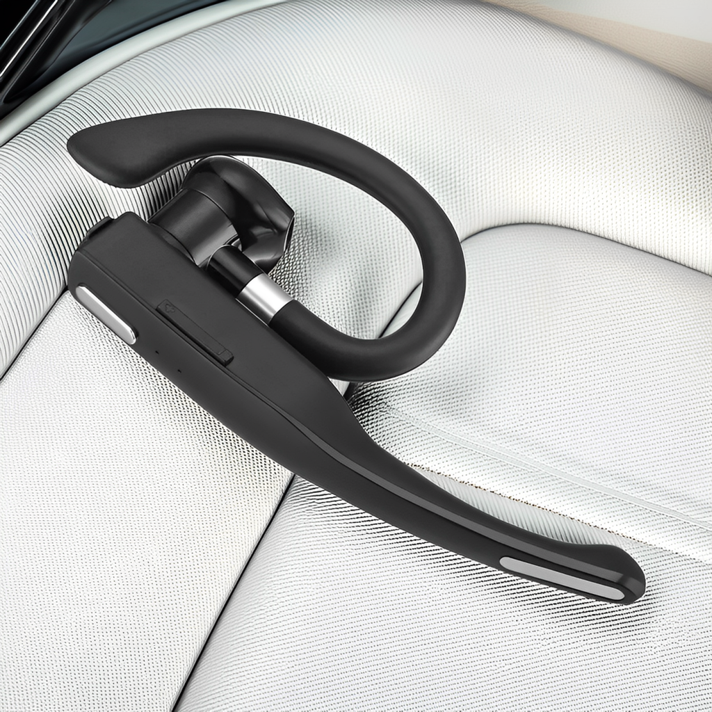 Vezeték nélküli Bluetooth-headset fülkampóval és töltőtokkal