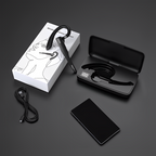Vezeték nélküli Bluetooth-headset fülkampóval és töltőtokkal