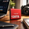 Hordozható 128TB-os külső szilárdtestalapú meghajtó
