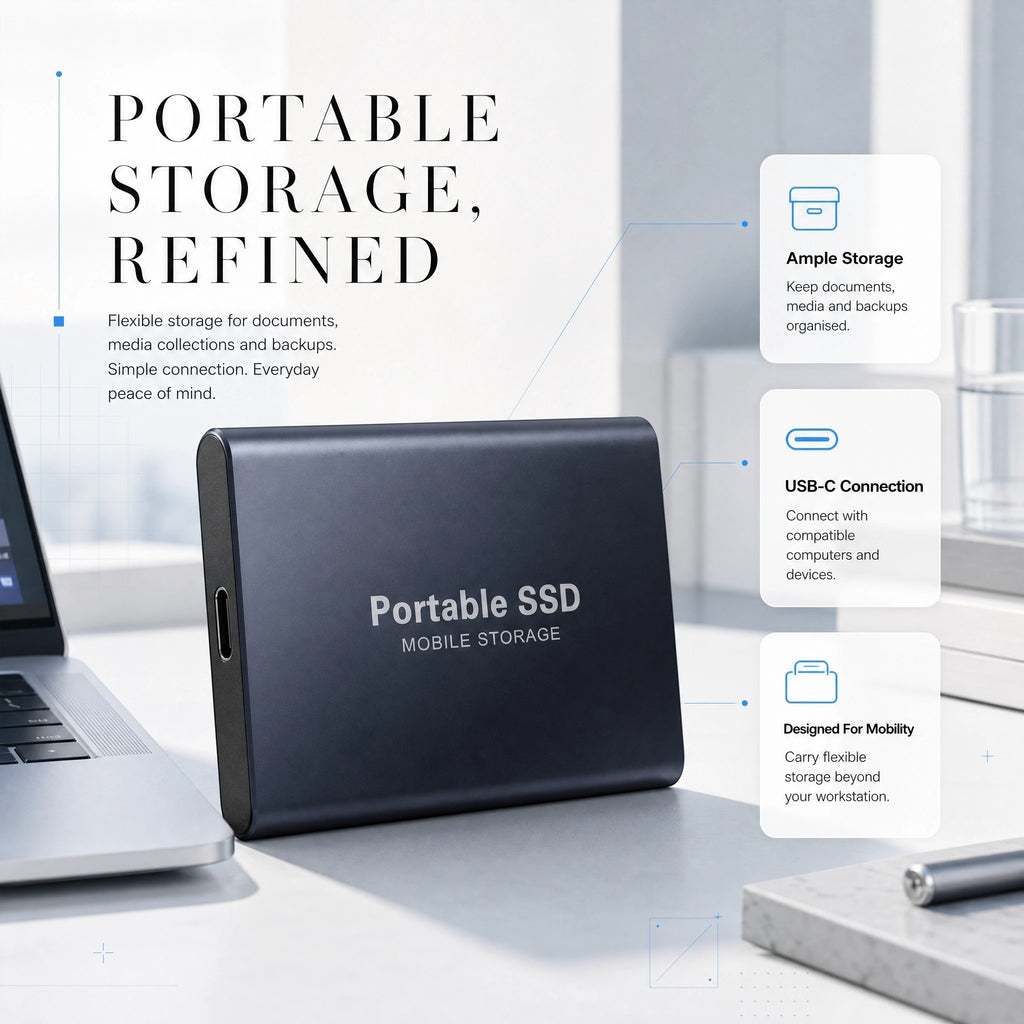 Portable SSD External Storage Drive with USB-C Port