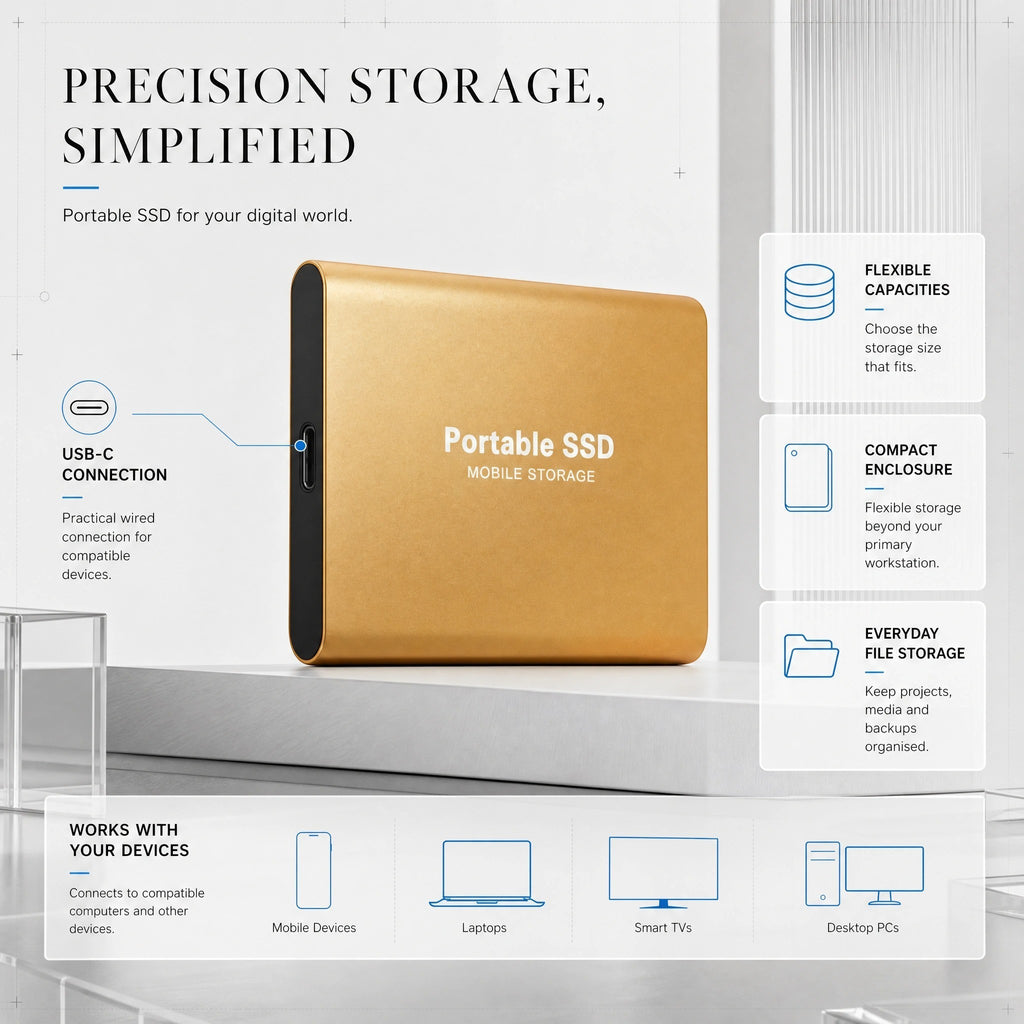 Portable SSD External Storage Drive with USB-C Port