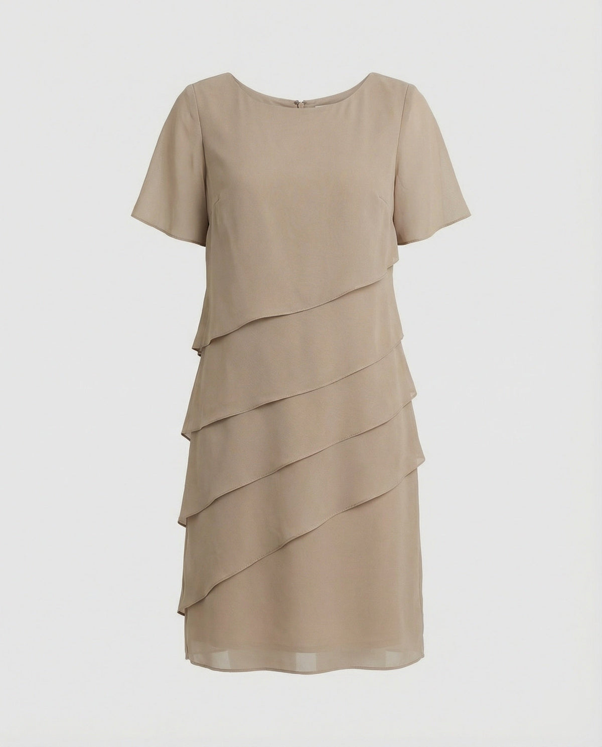 Élégante robe pour femme en mousseline avec détails superposés et manches courtes
