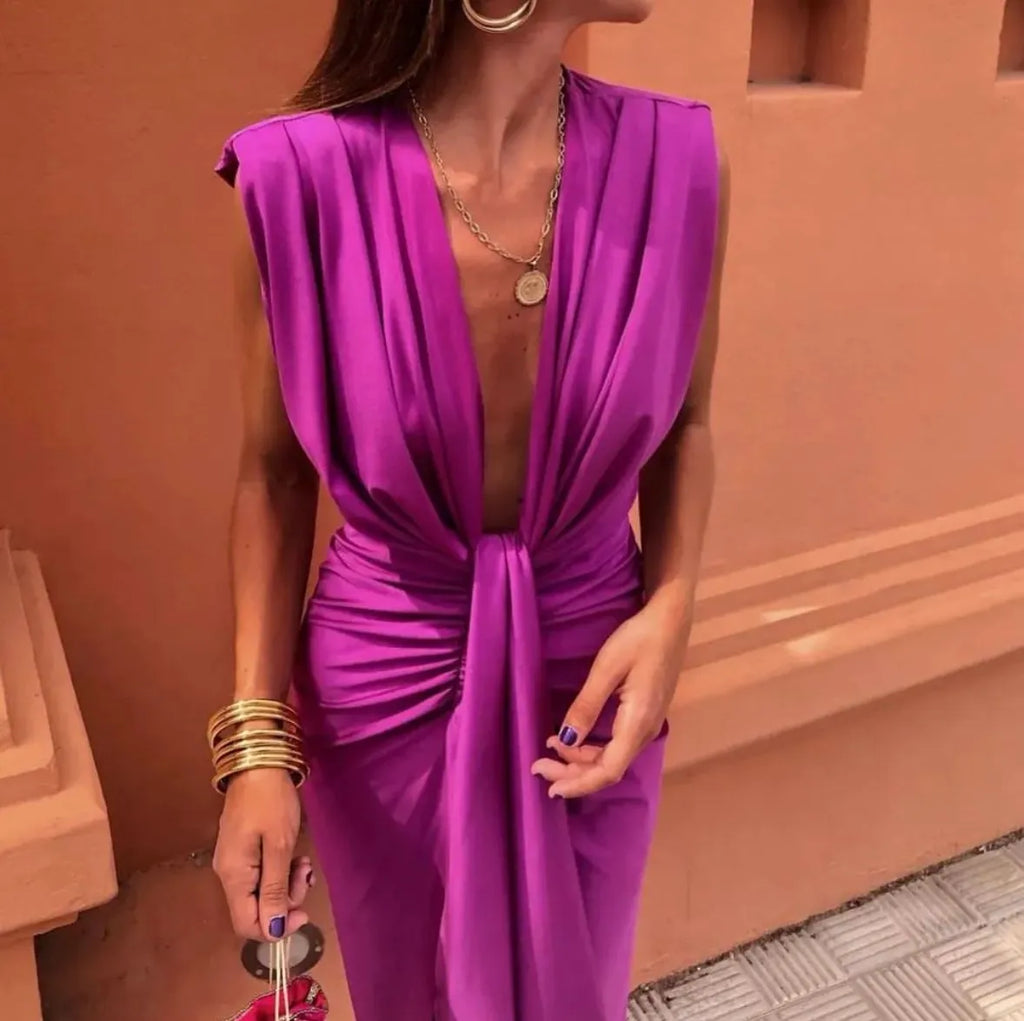Women's Soft Pleated Midi Dress for Everyday Style