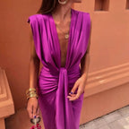 Women's Soft Pleated Midi Dress for Everyday Style