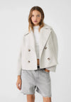 Short Double-Breasted Women's Jacket with Lapel Collar for Versatile Business and Casual Style
