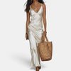 Elegant Satin Midi Dress for Wedding Guests
