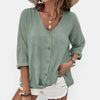 Women's V Neck Button Front Blouse Relaxed Fit