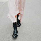 Women's Lace-Up Boots with Panelled Upper and Flat Sole