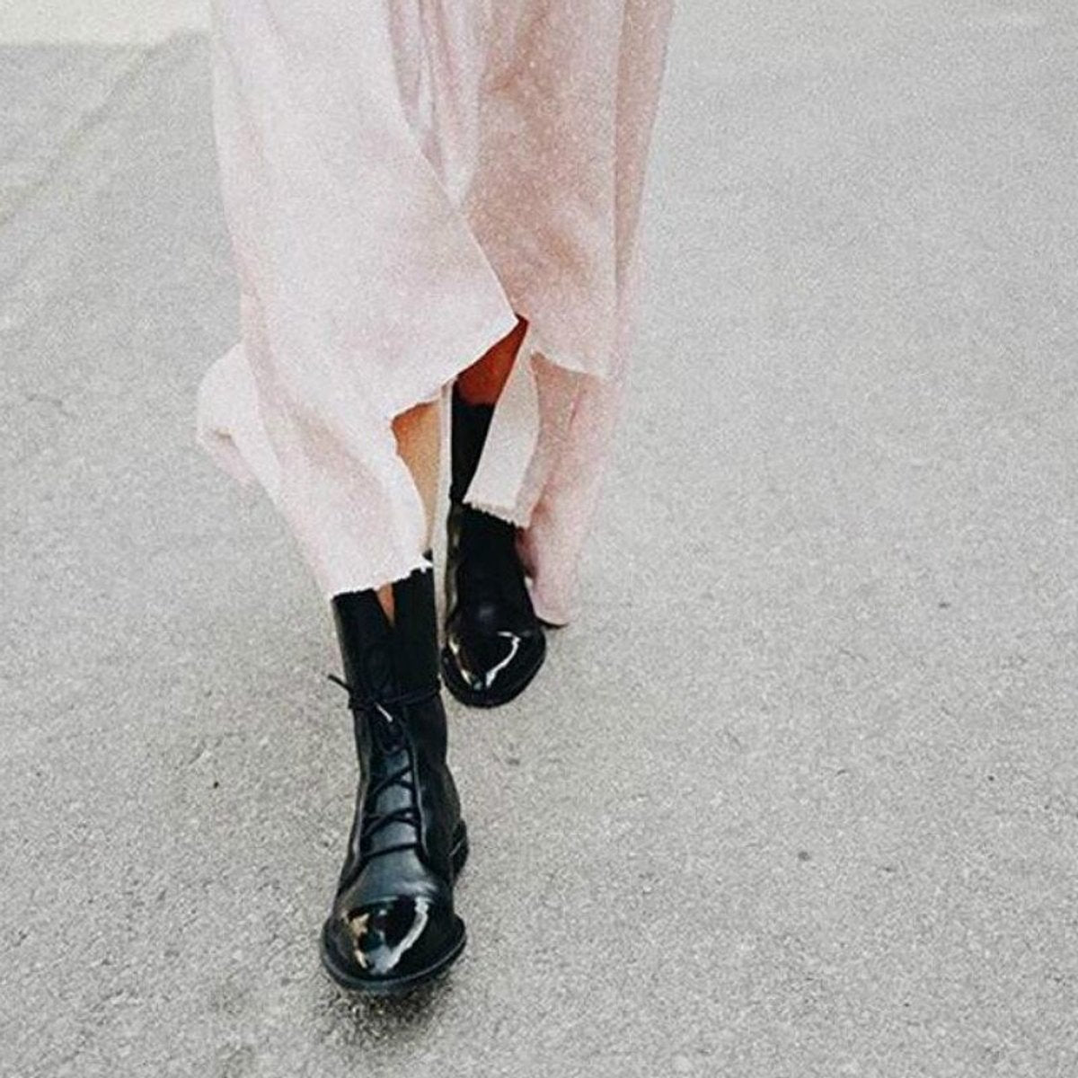 Women's Lace-Up Boots with Panelled Upper and Flat Sole
