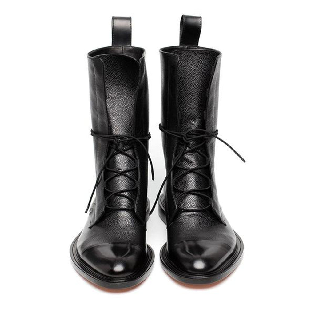 Women's Lace-Up Boots with Panelled Upper and Flat Sole