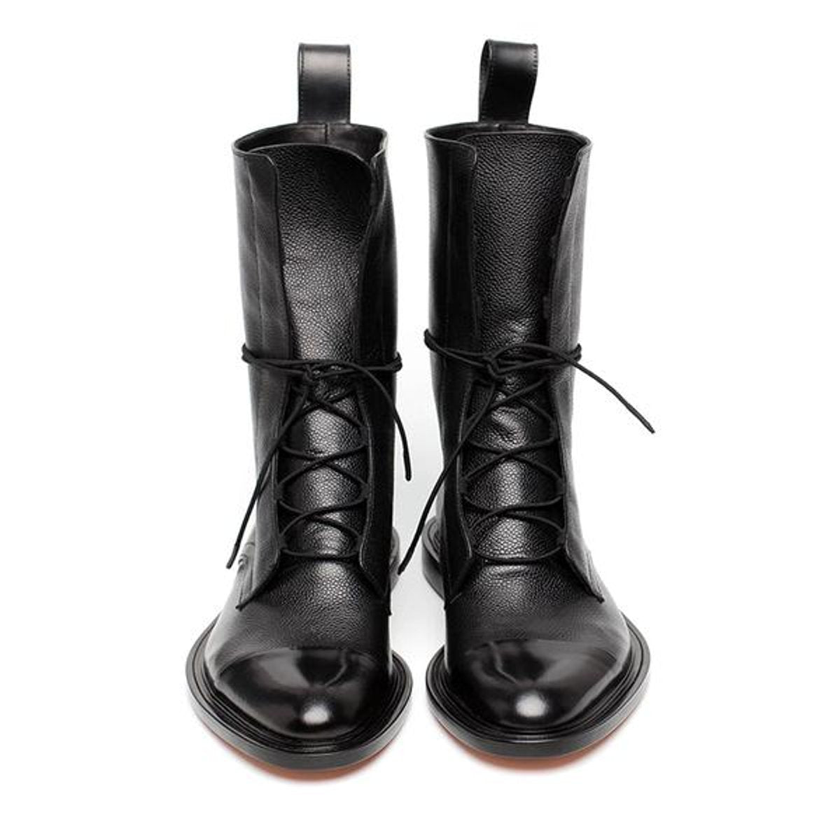 Women's Lace-Up Boots with Panelled Upper and Flat Sole
