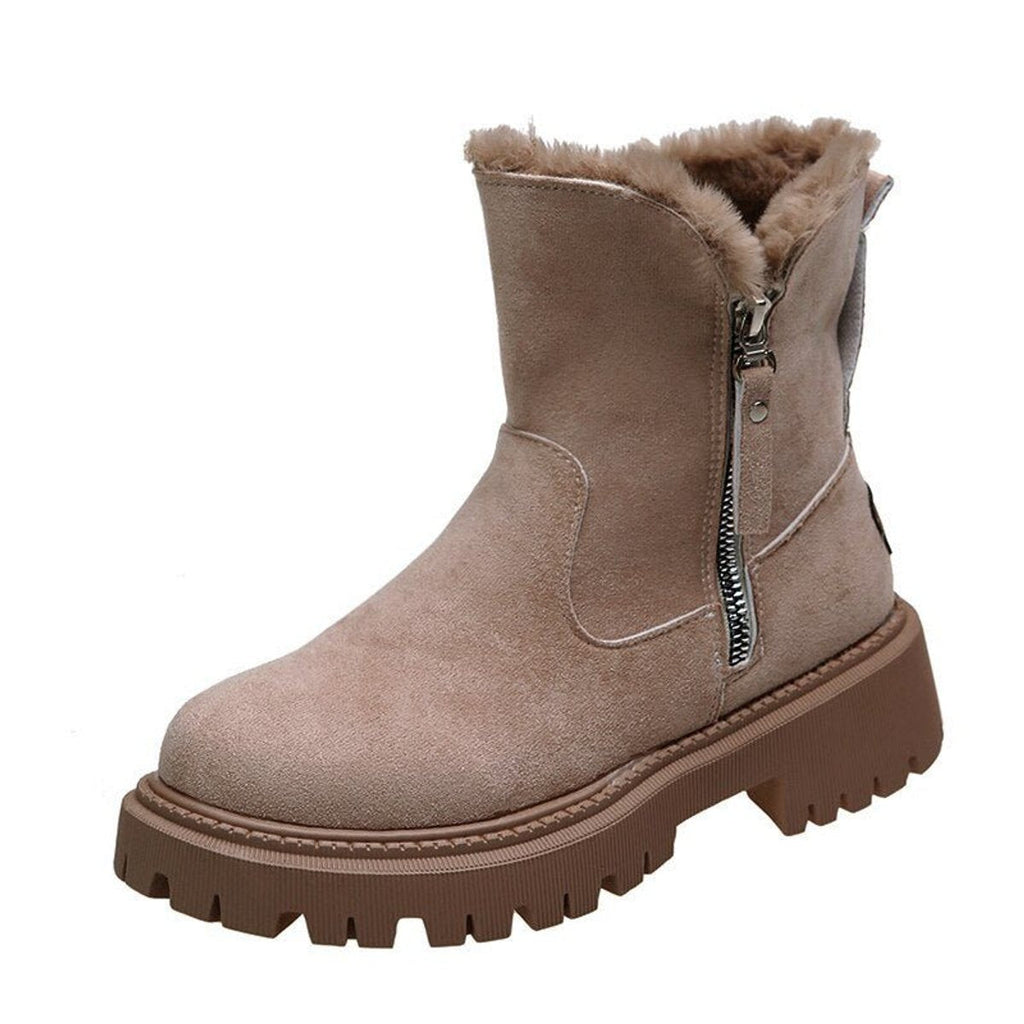 Women's Ankle Boots with Side Zip and Chunky Sole