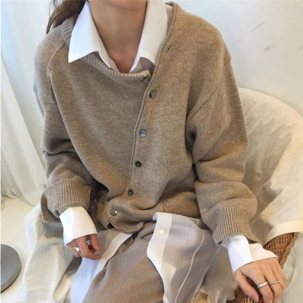 Women's Cardigan with Asymmetric Button Placket