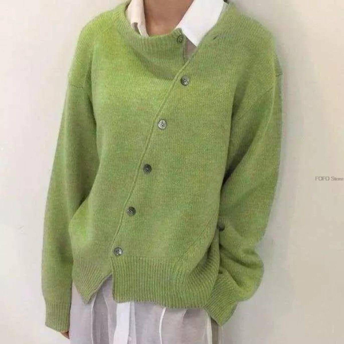 Women's Cardigan with Asymmetric Button Placket