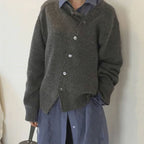 Women's Cardigan with Asymmetric Button Placket