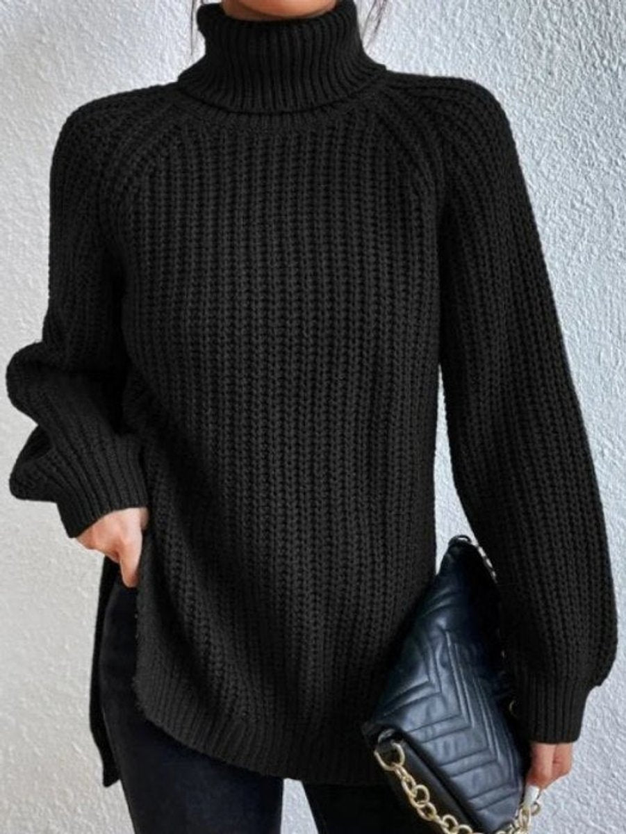 Pull femme à col roulé, coupe oversize et texture épaisse