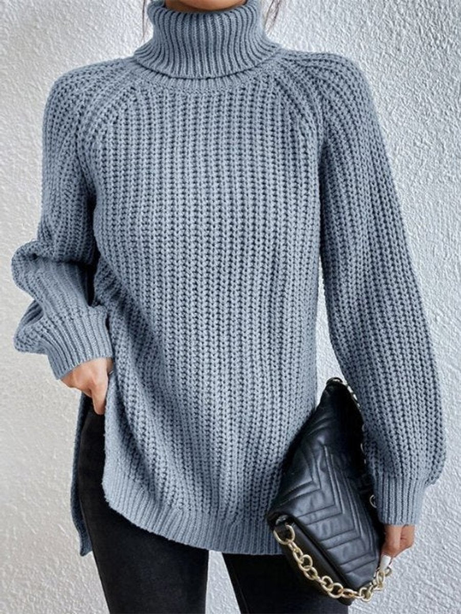 Pull femme à col roulé, coupe oversize et texture épaisse