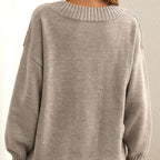 Women's V-Neck Jumper with Long Sleeves and Oversized Fit
