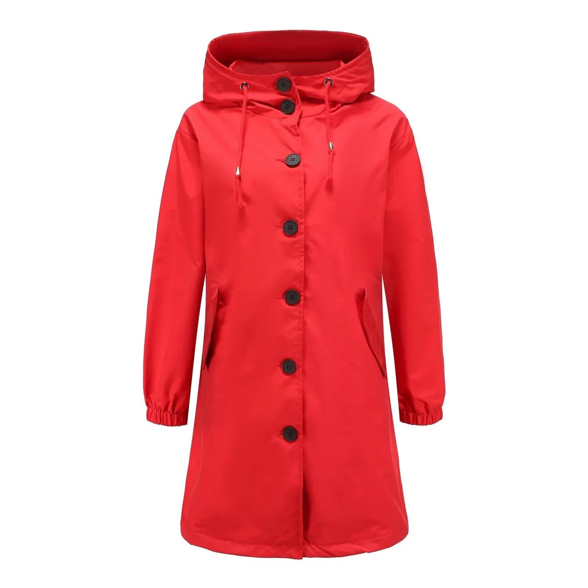 Trench-coat pour femme avec capuche et fermeture à boutons