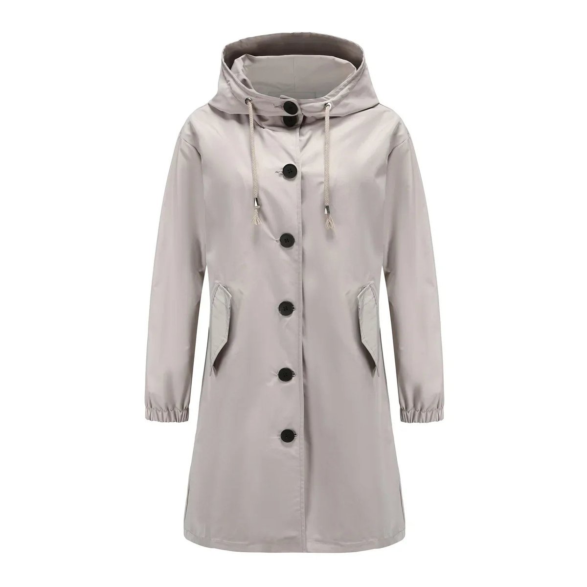 Trench-coat pour femme avec capuche et fermeture à boutons