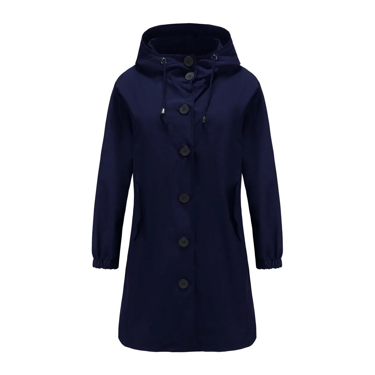 Trench-coat pour femme avec capuche et fermeture à boutons