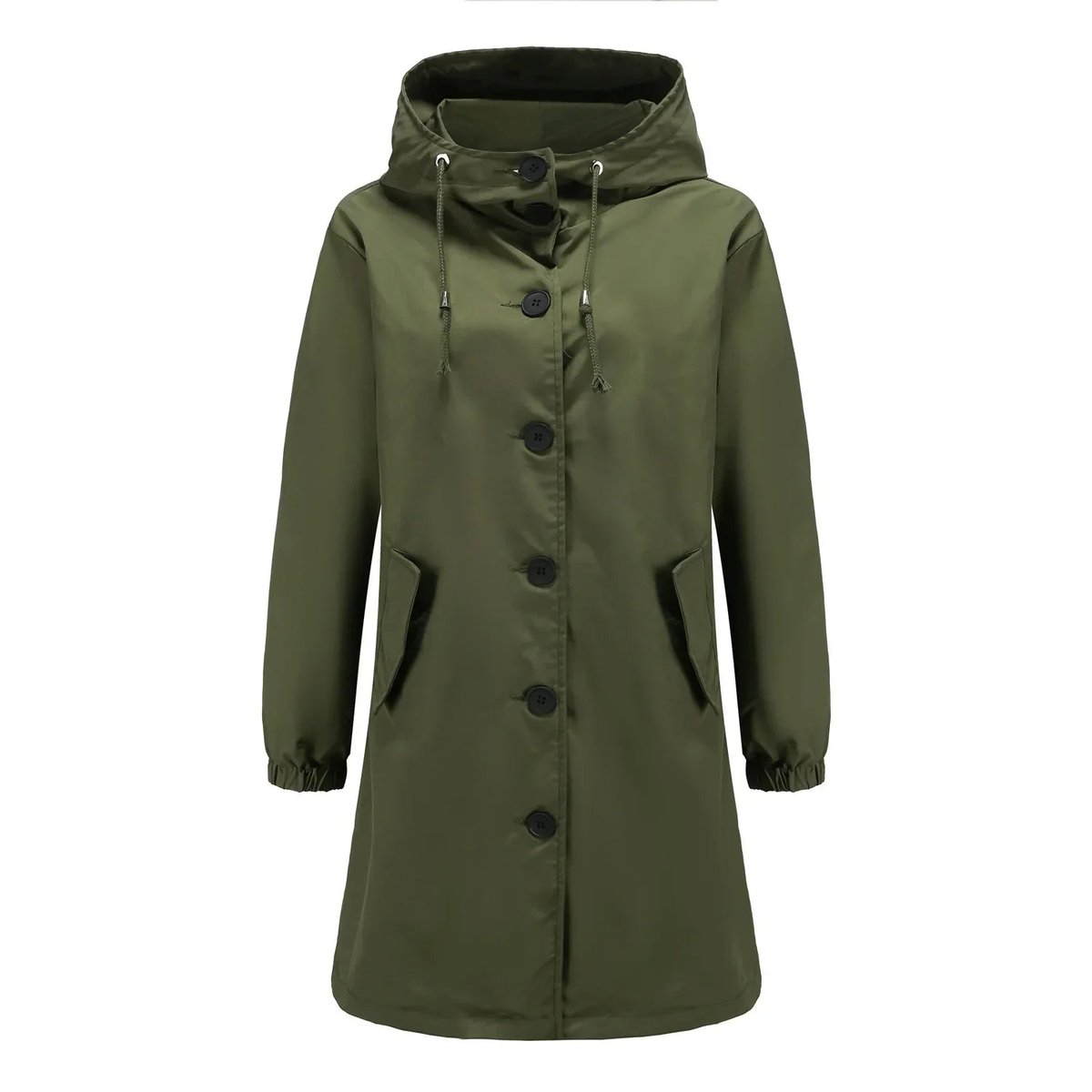 Trench-coat pour femme avec capuche et fermeture à boutons