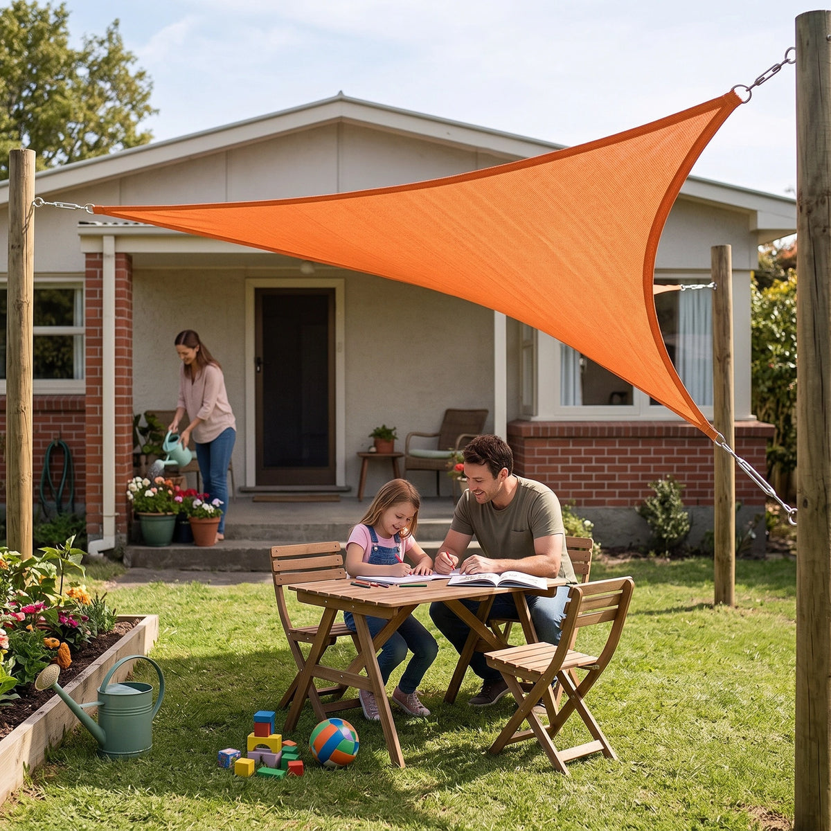 Triangle Sun Shade Sail with Reinforced Corner D-Rings for Patio Garden Shelter