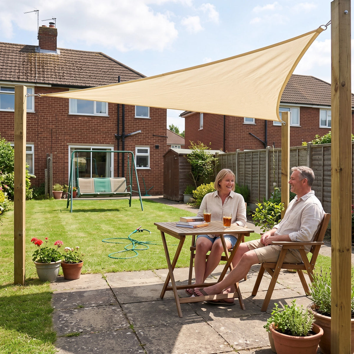 Triangle Sun Shade Sail with Reinforced Corner D-Rings for Patio Garden Shelter