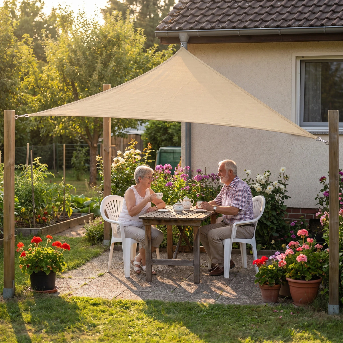 Triangle Sun Shade Sail with Reinforced Corner D-Rings for Patio Garden Shelter