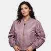Women's Bomber Jacket with Zip Front and Ribbed Cuffs