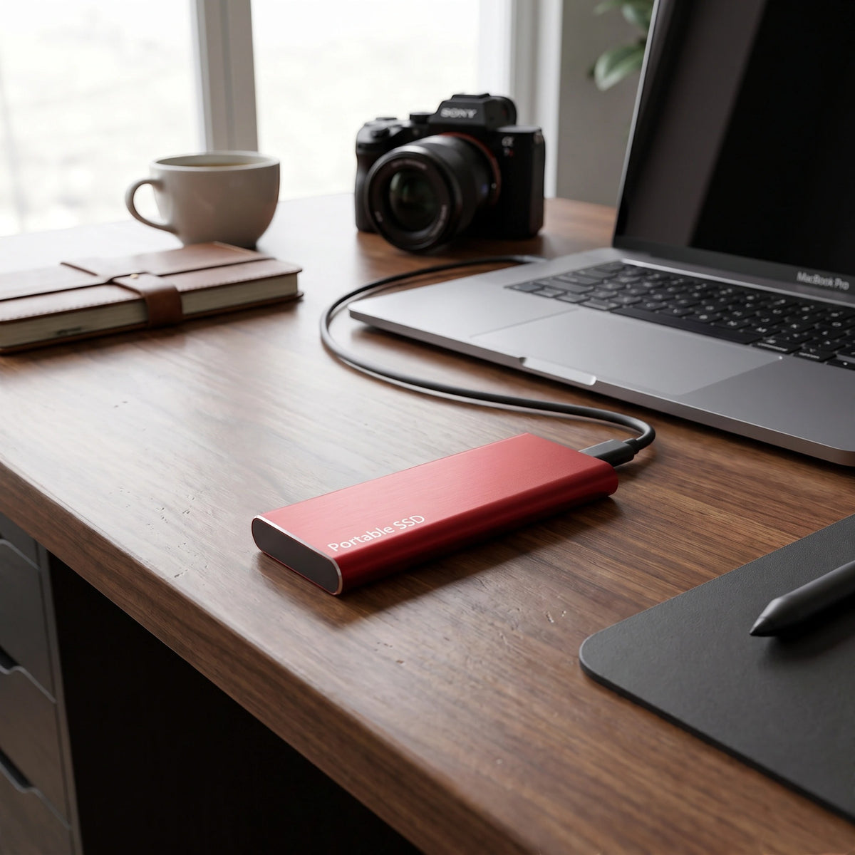 Dispositif de stockage portable SSD externe USB-C avec connexion USB-C